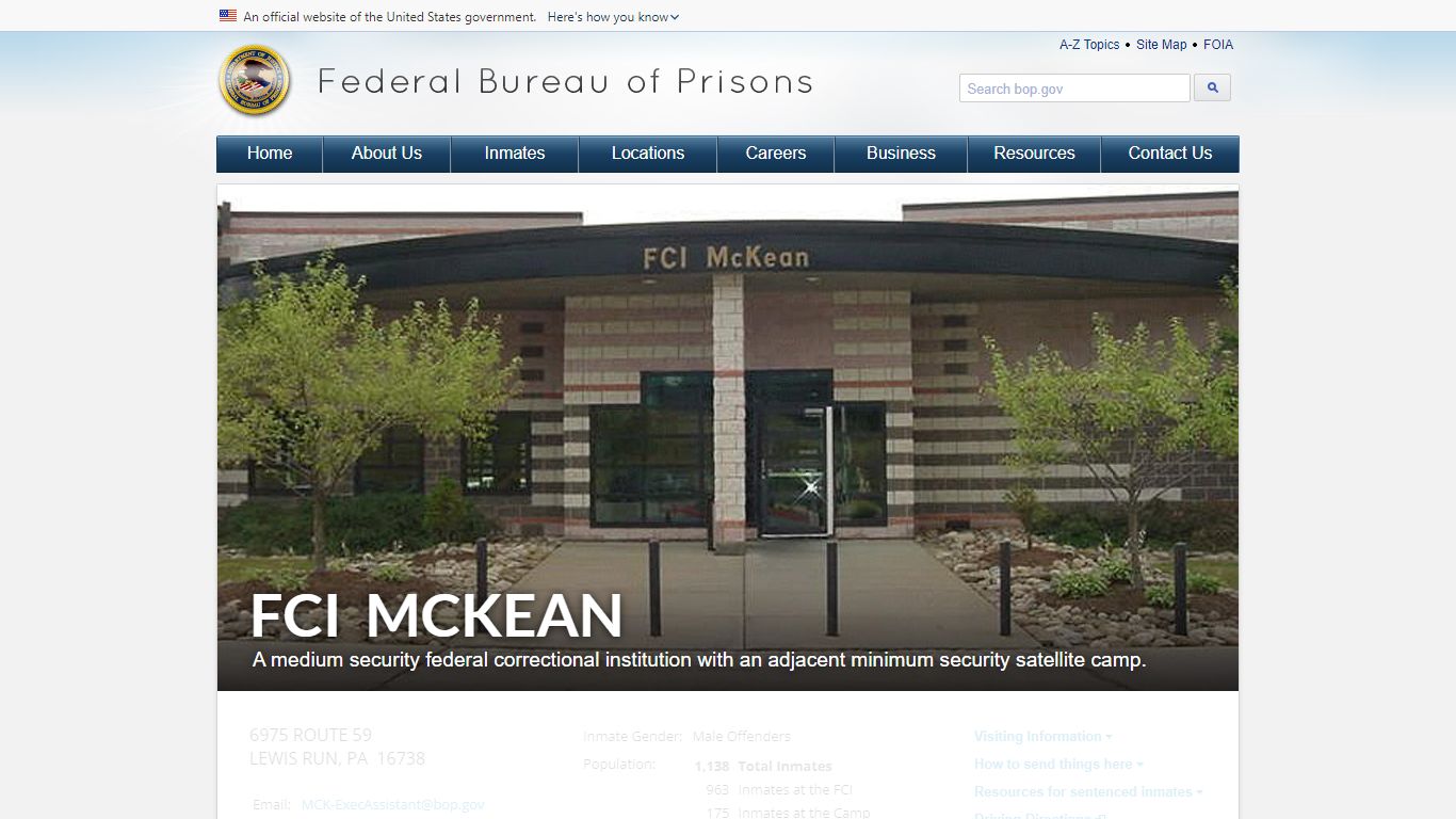 FCI McKean - Federal Bureau of Prisons